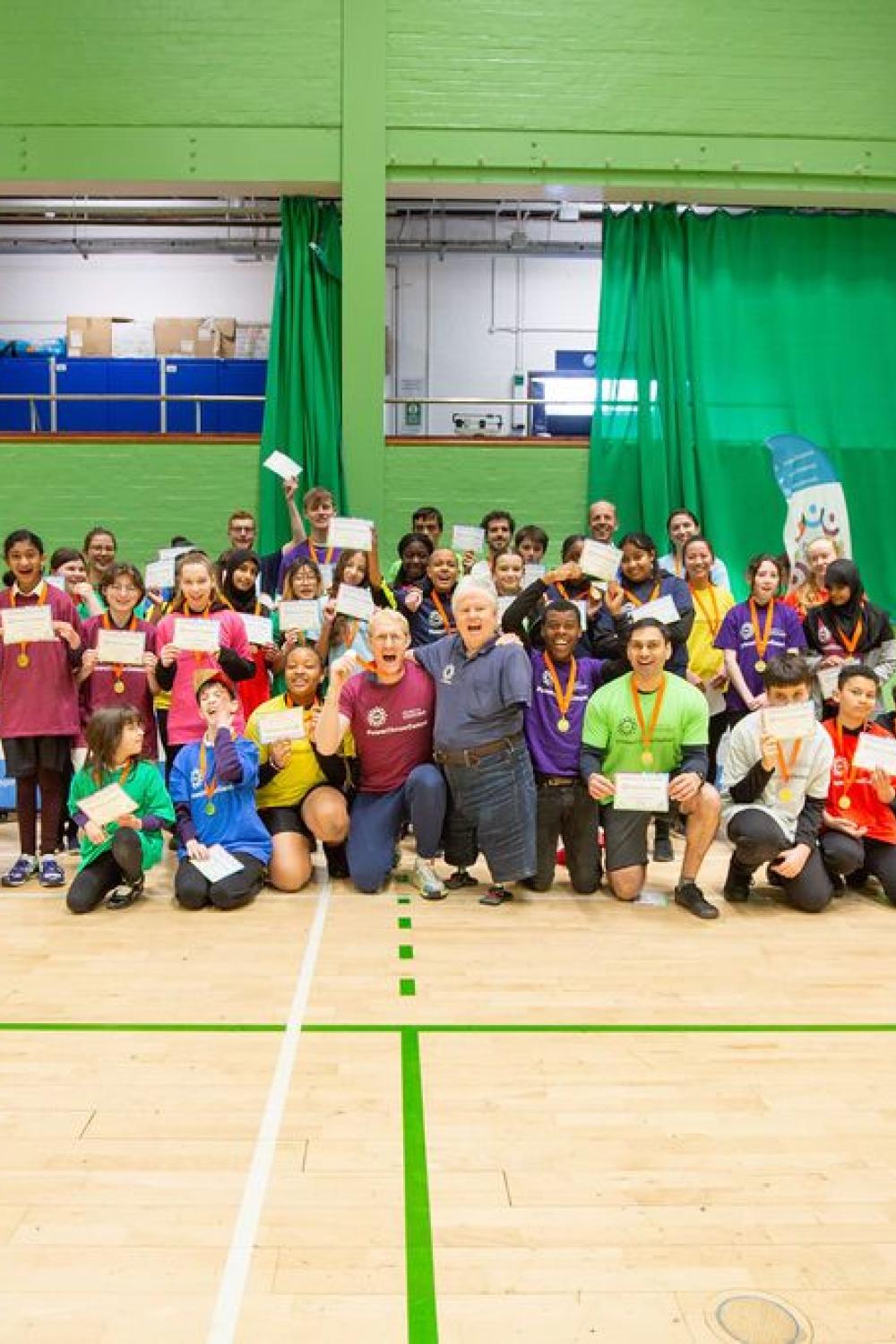PowerHouseGames all participants grouped in a sports hall